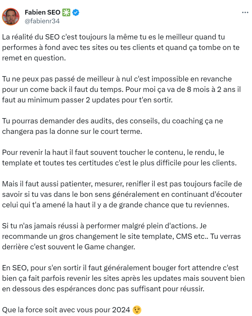 Avis de Fabien Raquidel sur les perturbations SEO suite à un Core Update